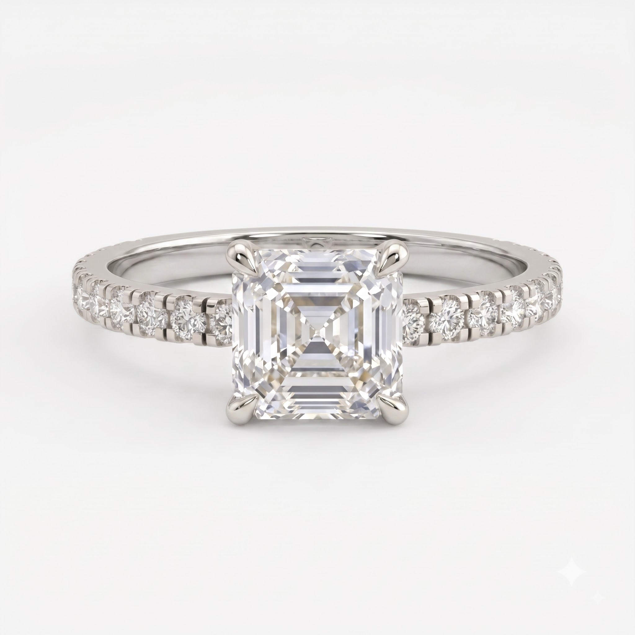 Modern Ascher Cut Lab Diamond Solitaire Engagement Ring