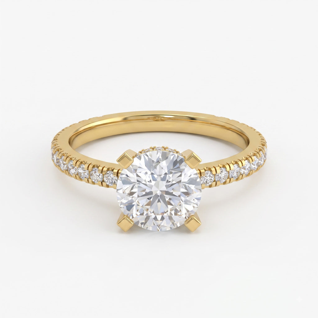 Celestia Aurelia Round Diamond Pavé Hidden Halo Engagement Ring
