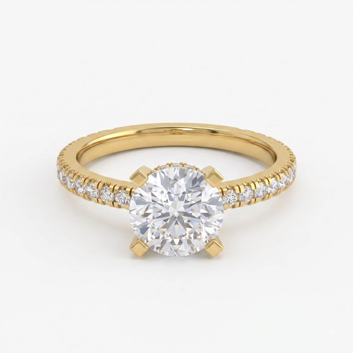 Celestia Aurelia Round Diamond Pavé Hidden Halo Engagement Ring