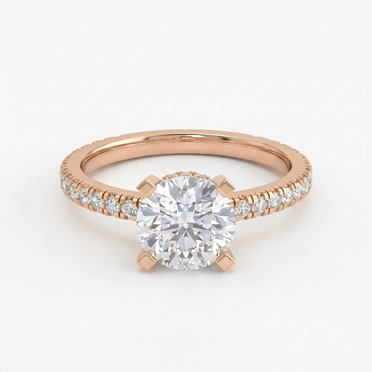 Celestia Aurelia Round Diamond Pavé Hidden Halo Engagement Ring