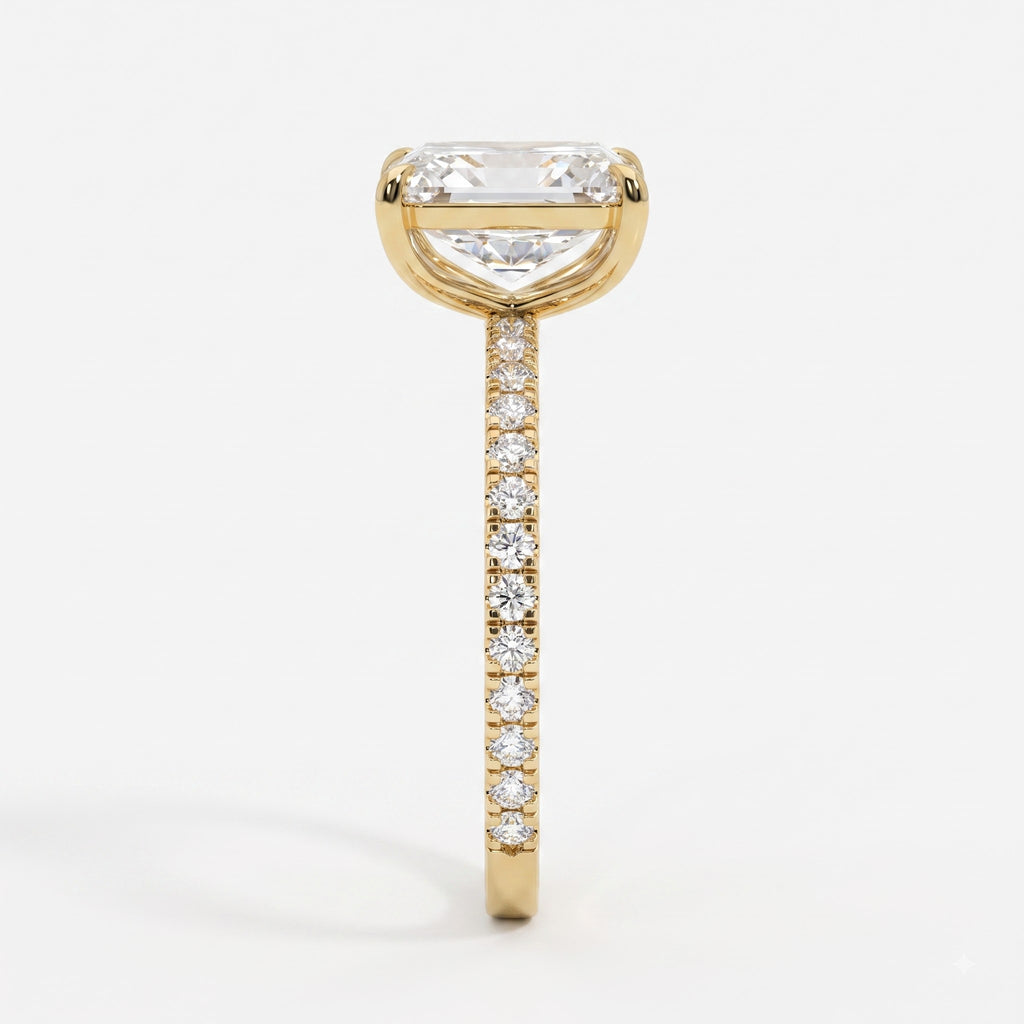 Elongated Radiant Cut Lab Diamond Engagement Ring