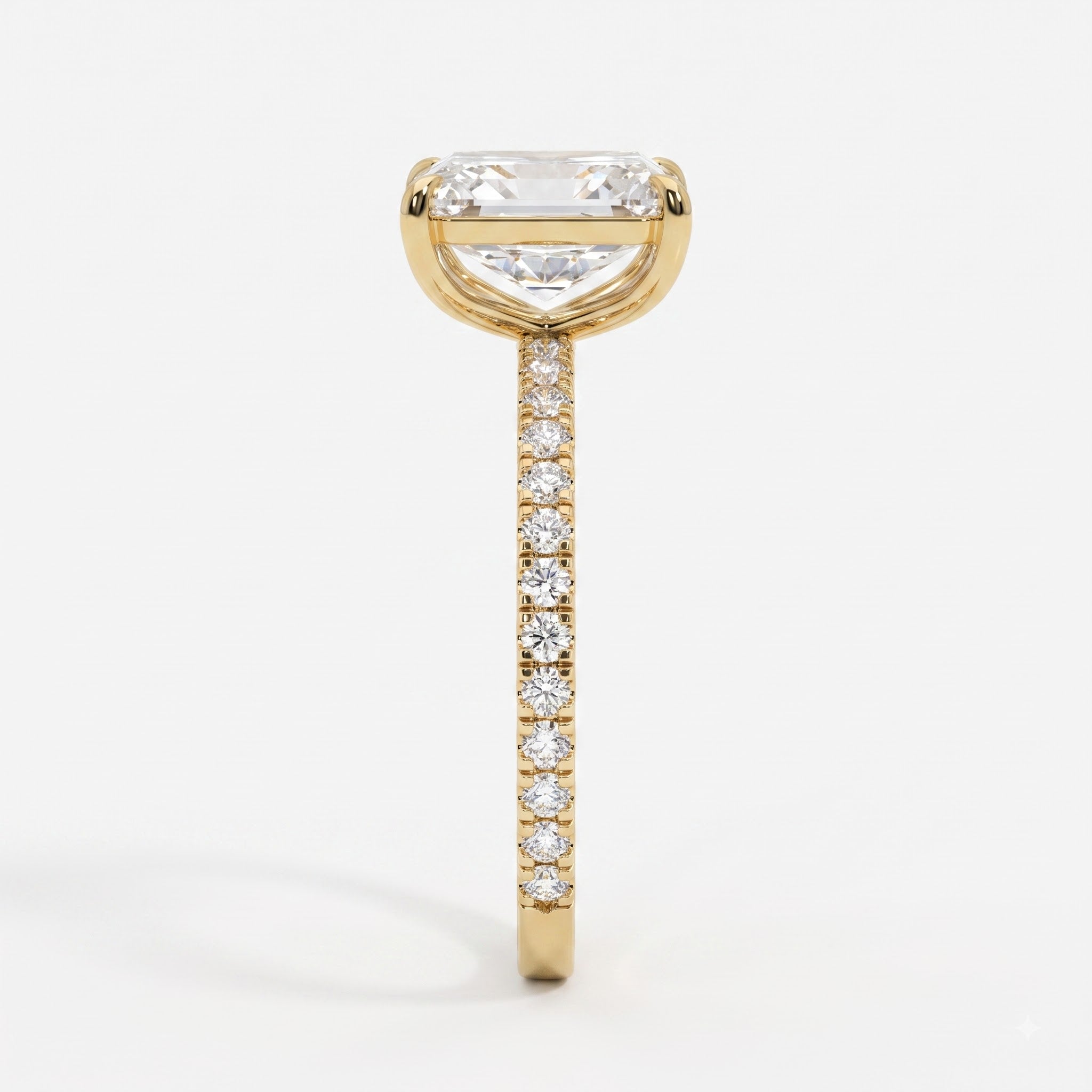 Elongated Radiant Cut Lab Diamond Engagement Ring