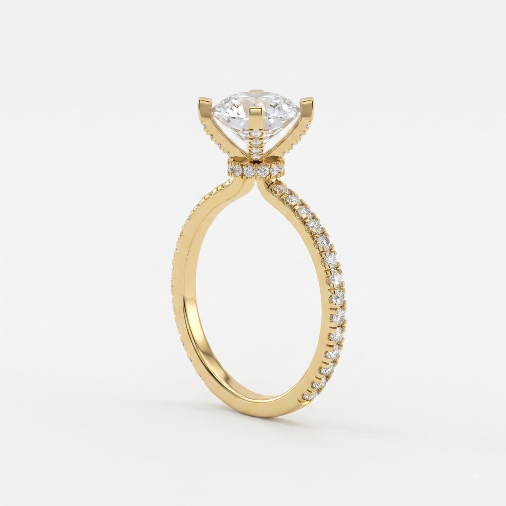 Celestia Aurelia Round Diamond Pavé Hidden Halo Engagement Ring