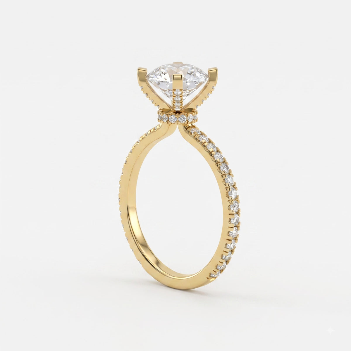 Celestia Aurelia Round Diamond Pavé Hidden Halo Engagement Ring