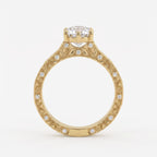 The Botanical Leaf Motif Engraved Marquise Diamond Vintage Ring