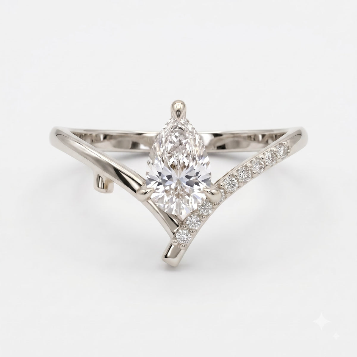 Eternal Sparkle Pear Diamond Side Stone Ring