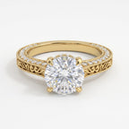 The Aurelia Royale Ornate Round Diamond Hidden Halo Ring
