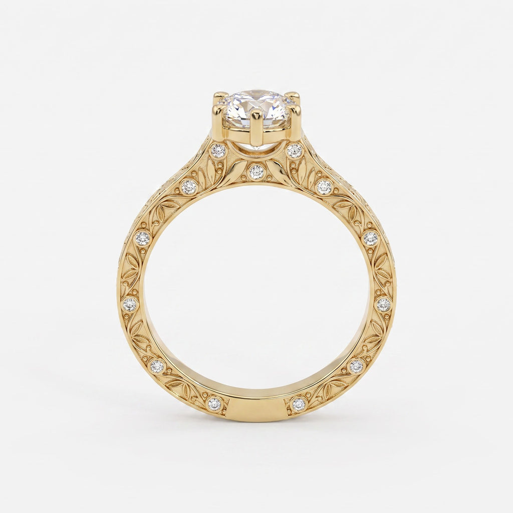 Aurelia Fleur Floral Pear Diamond Vintage Ring