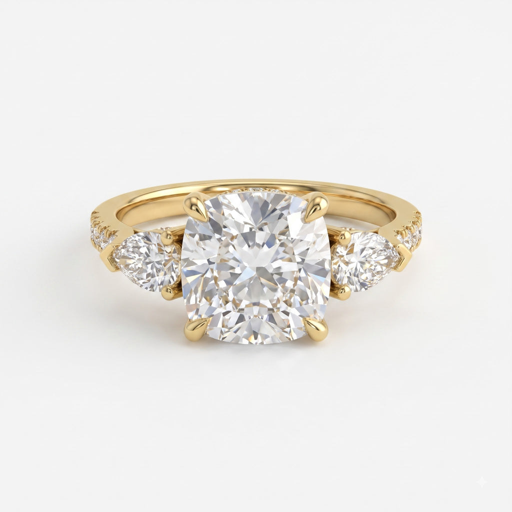 The Aurelia Cushion Diamond Trilogy Hidden Halo Ring