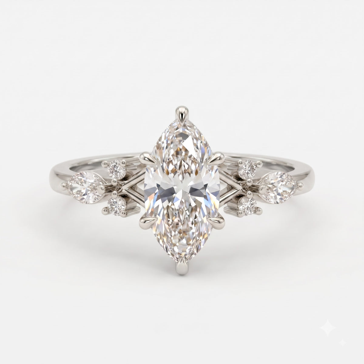 Celestia Aurelia Luxe Marquise Cut Diamond Side Stone Ring