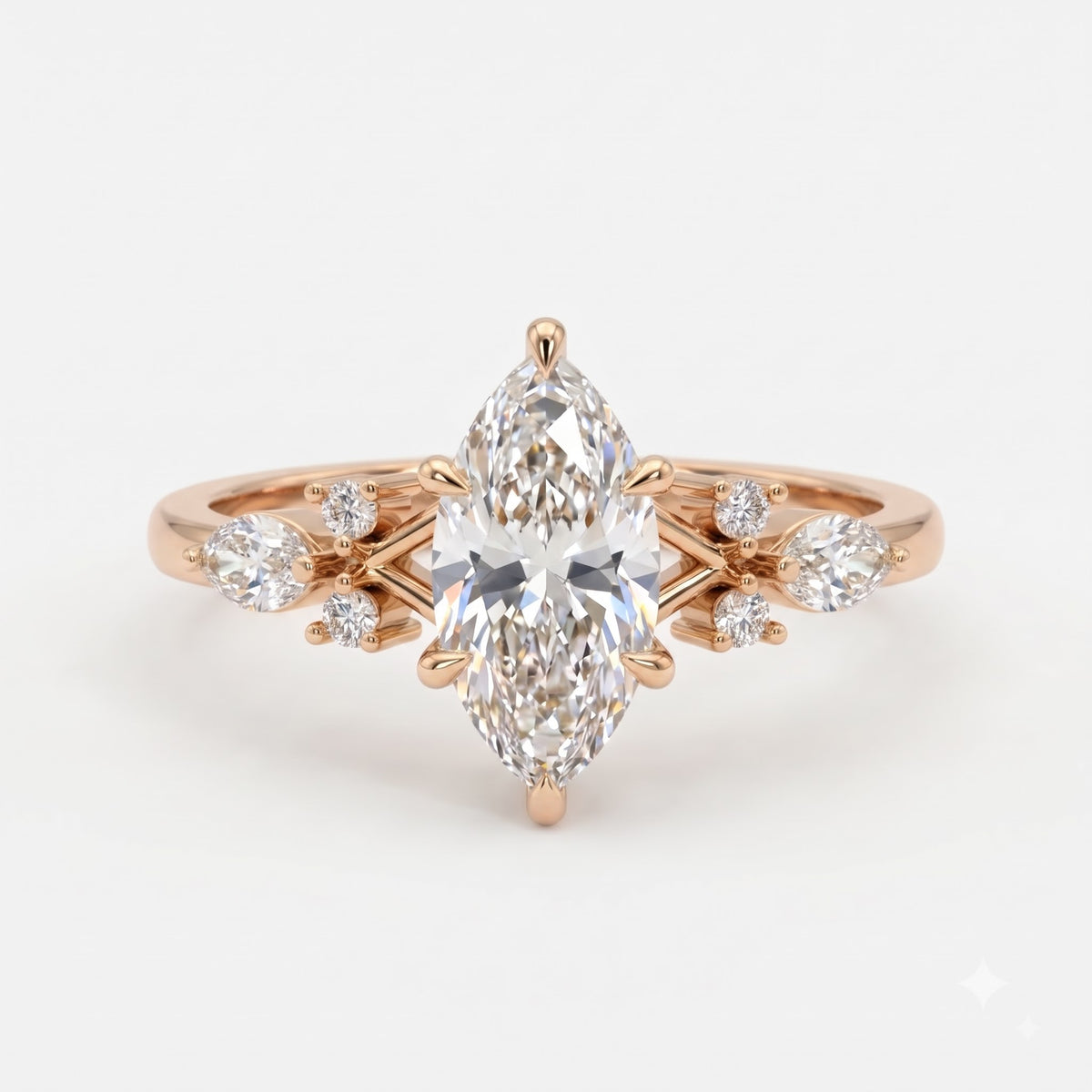 Celestia Aurelia Luxe Marquise Cut Diamond Side Stone Ring