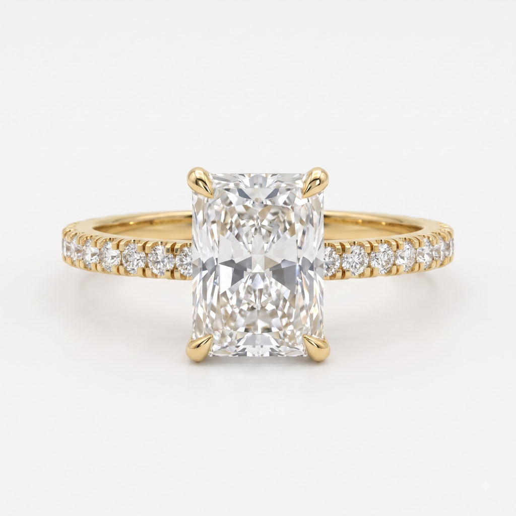 Elongated Radiant Cut Lab Diamond Engagement Ring