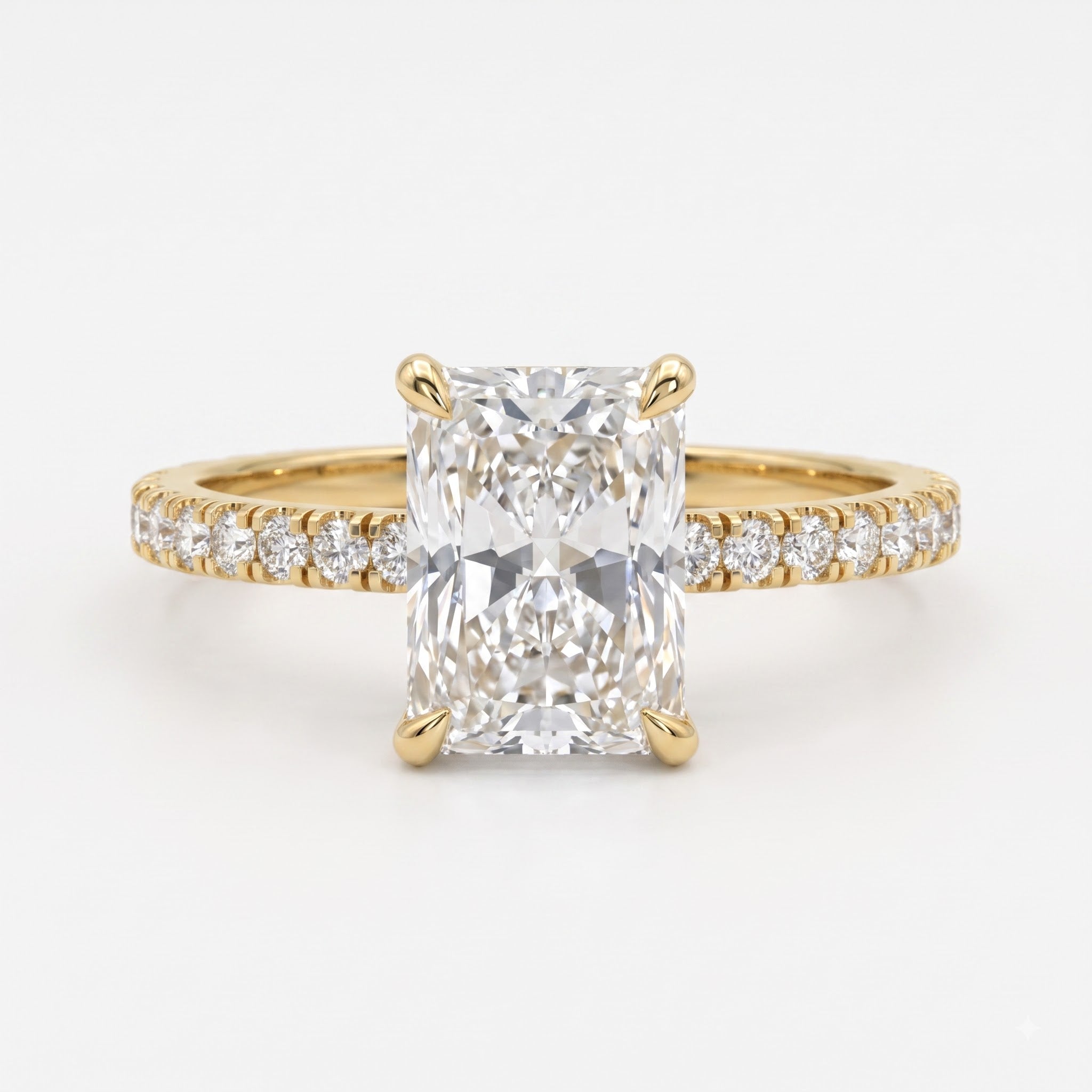 Elongated Radiant Cut Lab Diamond Engagement Ring