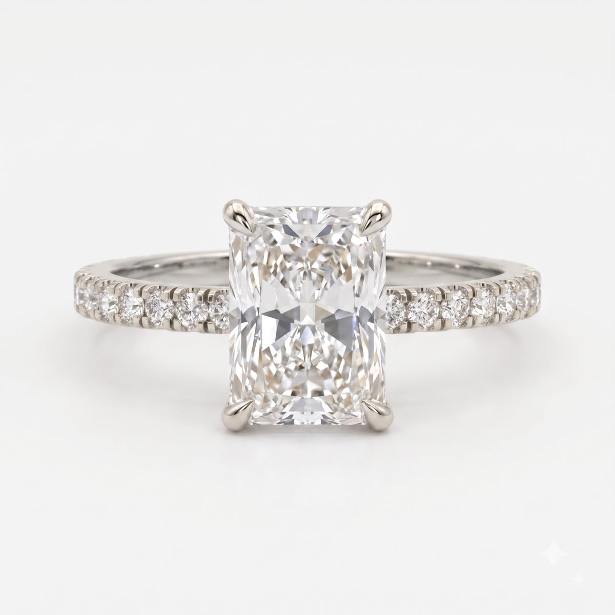 Elongated Radiant Cut Lab Diamond Engagement Ring