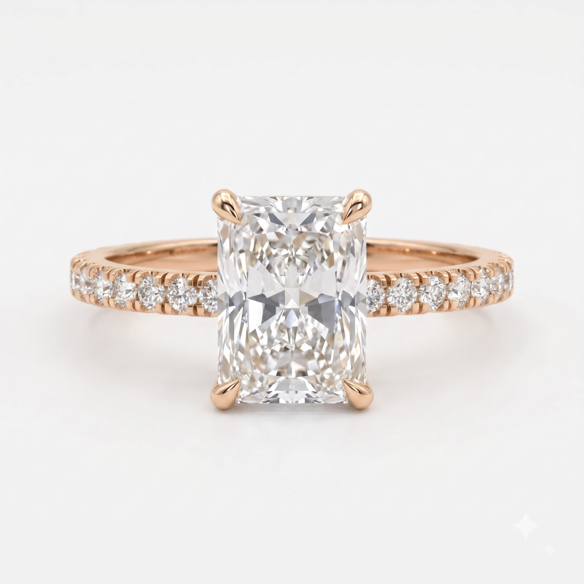 Elongated Radiant Cut Lab Diamond Engagement Ring