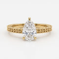 Élan Royale Pear-Cut Vintage Filigree Hidden Halo Ring
