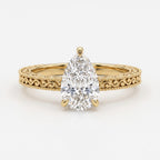 Élan Royale Pear-Cut Vintage Filigree Hidden Halo Ring