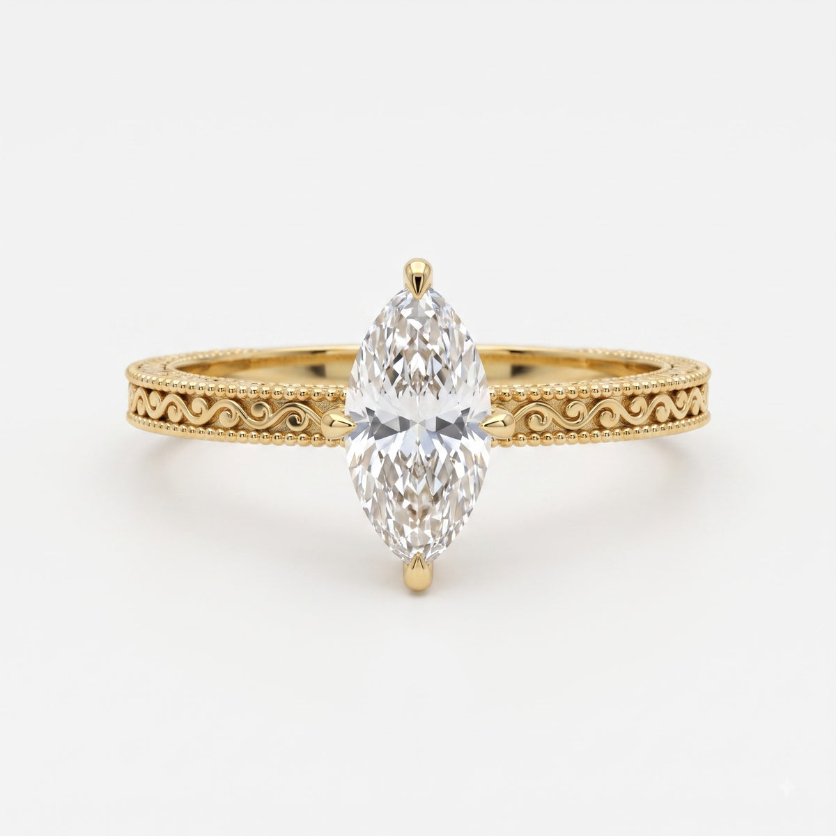 Celestine Marquise Diamond Heirloom Hidden Halo Ring