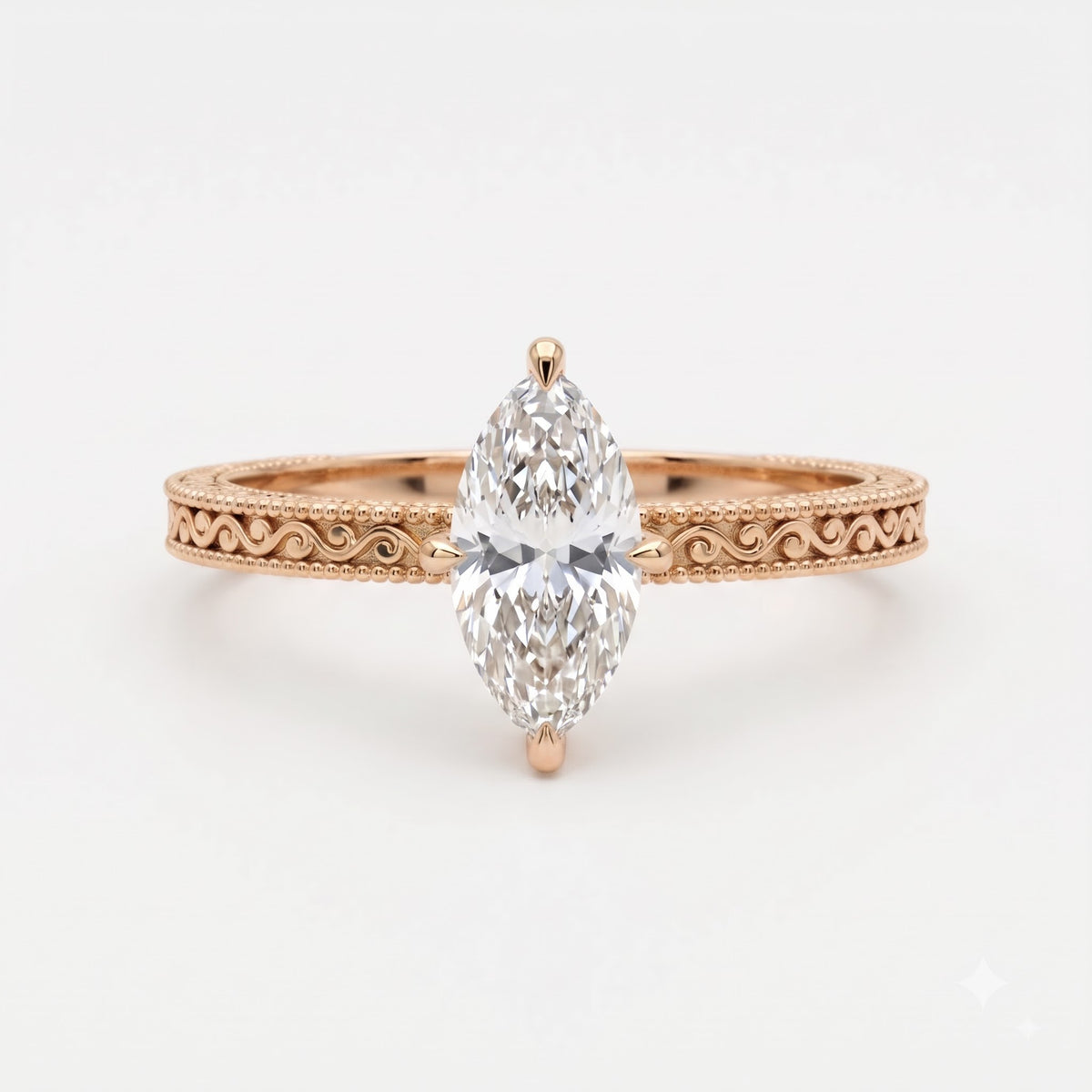 Celestine Marquise Diamond Heirloom Hidden Halo Ring