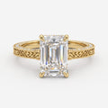 The Élanora Vintage Emerald Diamond Hidden Halo Ring