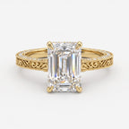 The Élanora Vintage Emerald Diamond Hidden Halo Ring