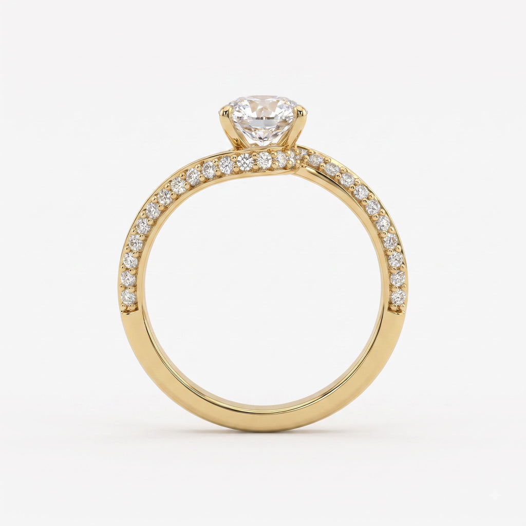 Elysian Twist Pear Diamond Side Stone Engagement Ring