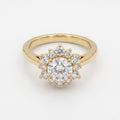 Luminous Floral Round Diamond Halo Ring
