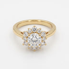 Luminous Floral Round Diamond Halo Ring