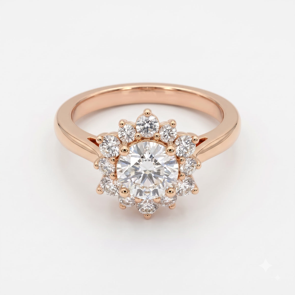 Luminous Floral Round Diamond Halo Ring