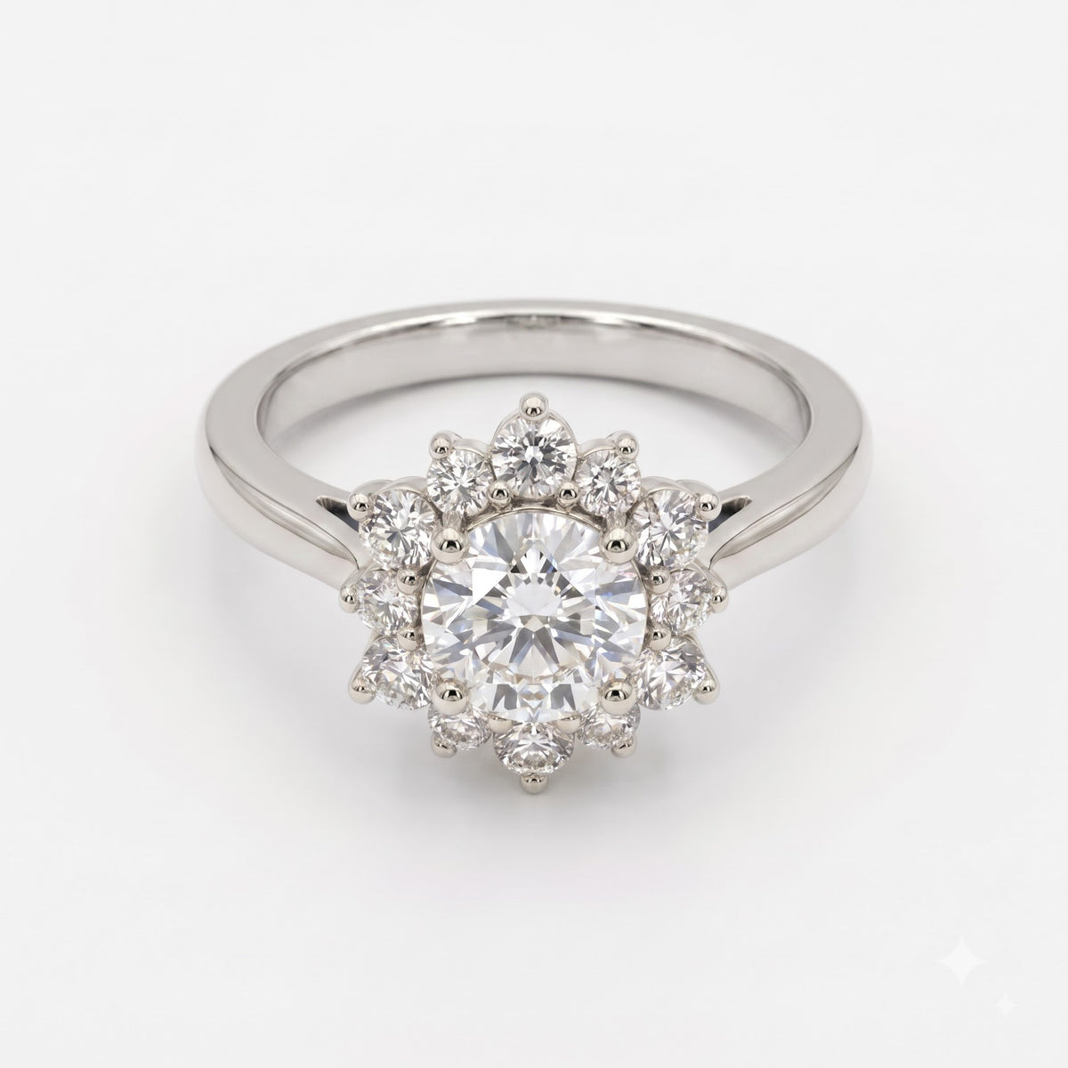 Luminous Floral Round Diamond Halo Ring