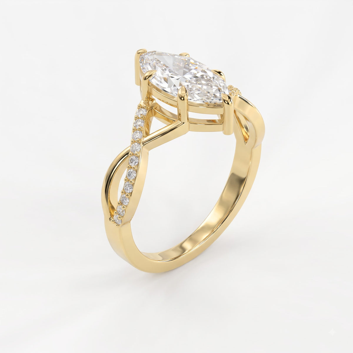 Aurelia Marquise Cut Infinity Design Side Stone Engagement Ring