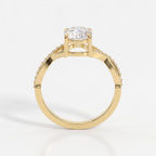 Celestine Oval Diamond Twisted Design Side Stone Ring