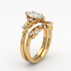 Luxury Marquise-Cut Diamond Floral Vintage Engagement Ring