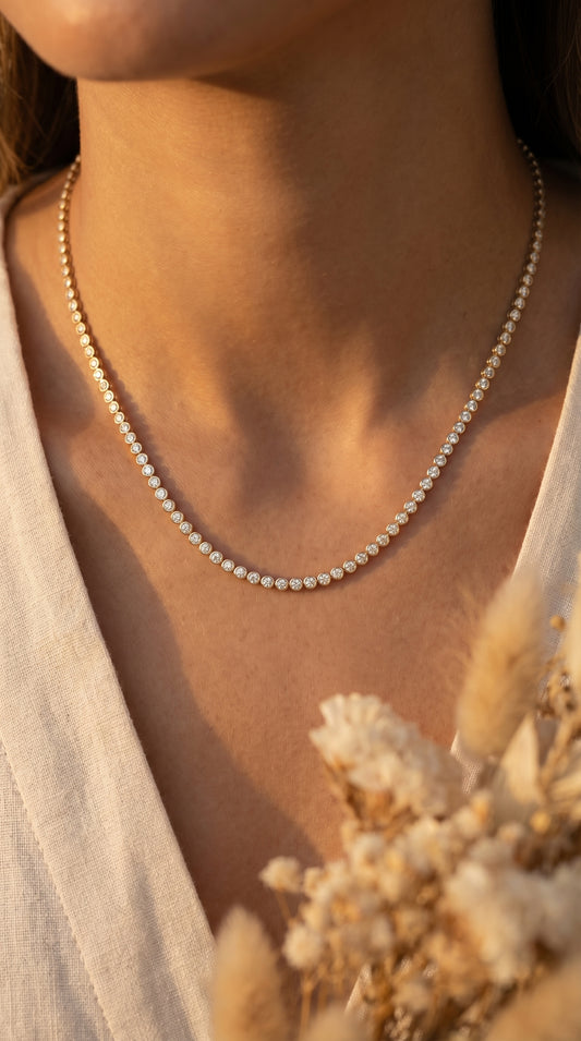 Round Shape Diamond Tennis Necklace