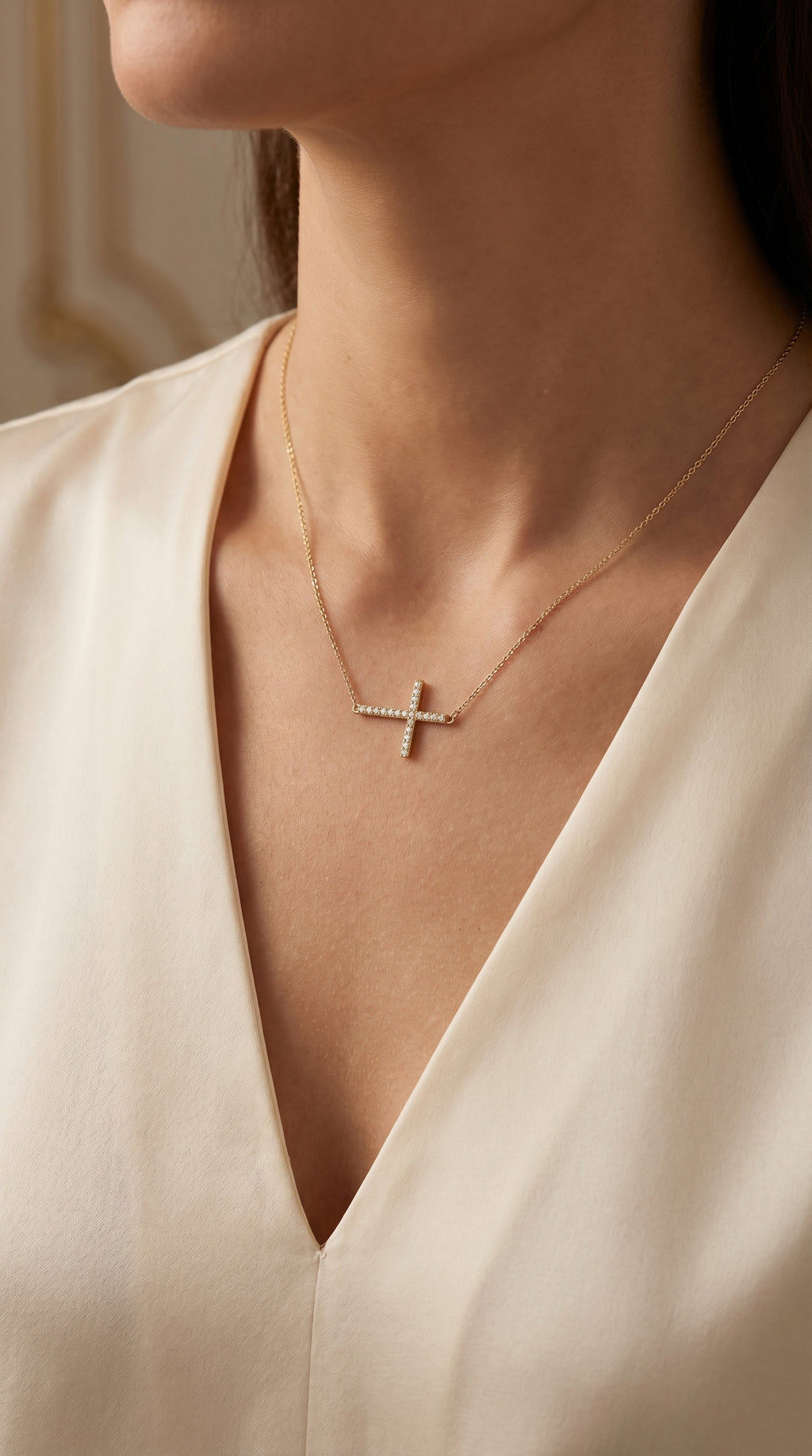 Side Way Cross Fashion Necklace