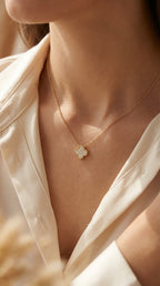 Clover Diamond Heritage Necklace – Pavé Quatrefoil Charm Jewelry