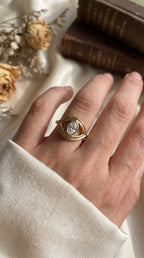 Modern Oval Cut Diamond Eye Design Ring