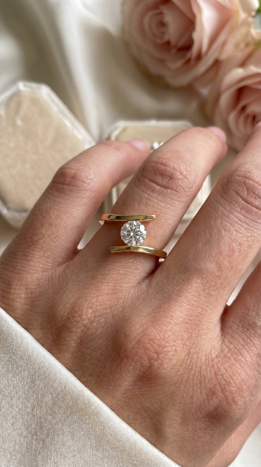 Contemporary Twisted Bypass Diamond Ring