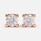 Modern Statement Round Diamond  Stud Earrings