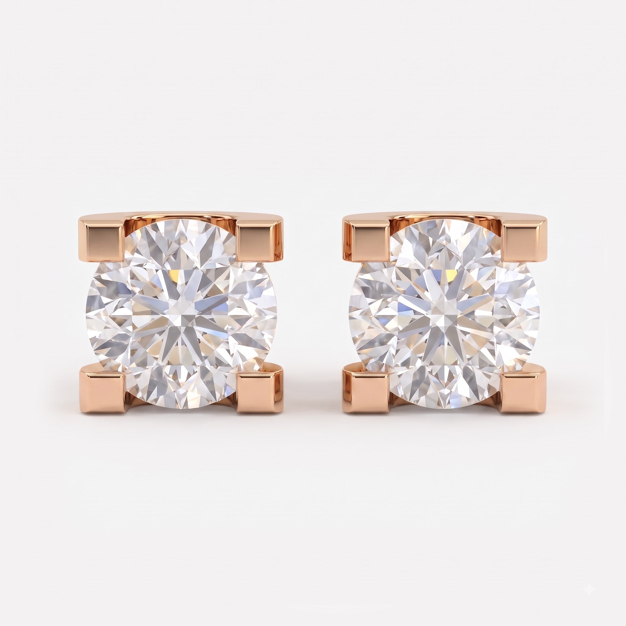 Modern Statement Round Diamond  Stud Earrings