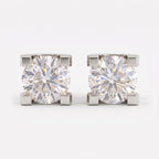 Modern Statement Round Diamond  Stud Earrings