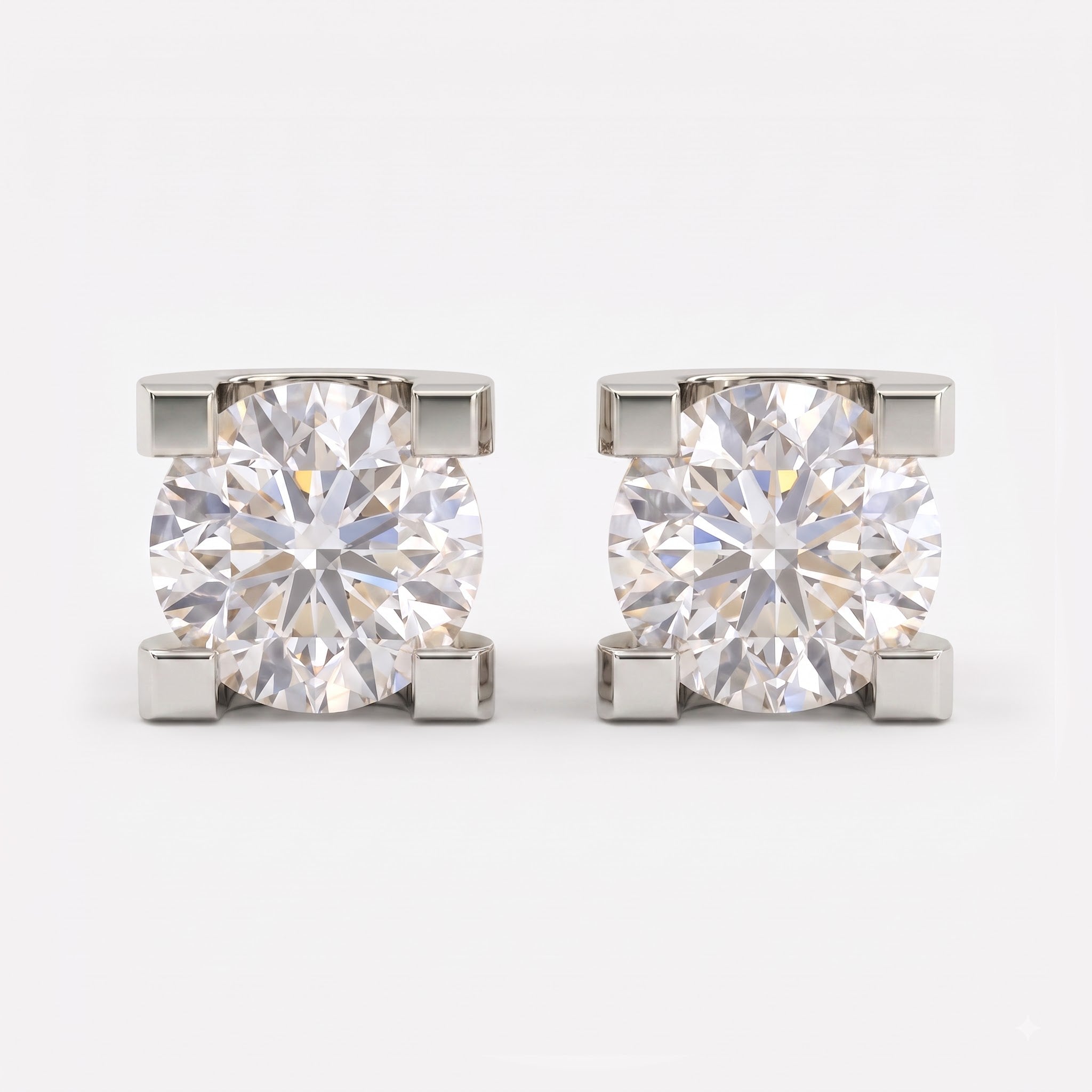 Modern Statement Round Diamond  Stud Earrings