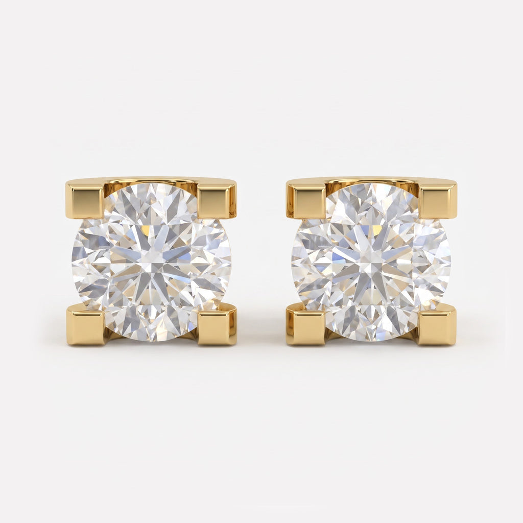 Modern Statement Round Diamond  Stud Earrings