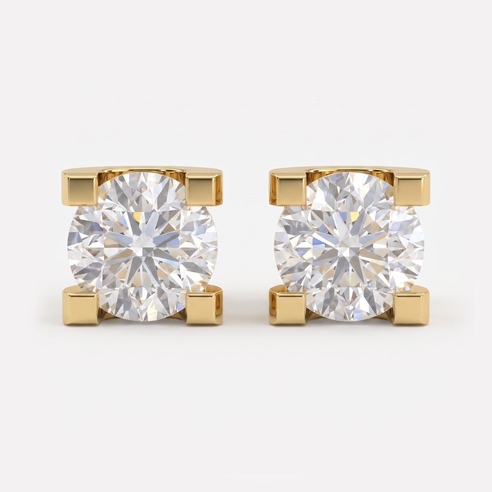 Modern Statement Round Diamond  Stud Earrings