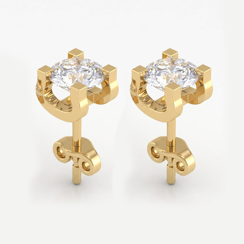 Modern Statement Round Diamond  Stud Earrings
