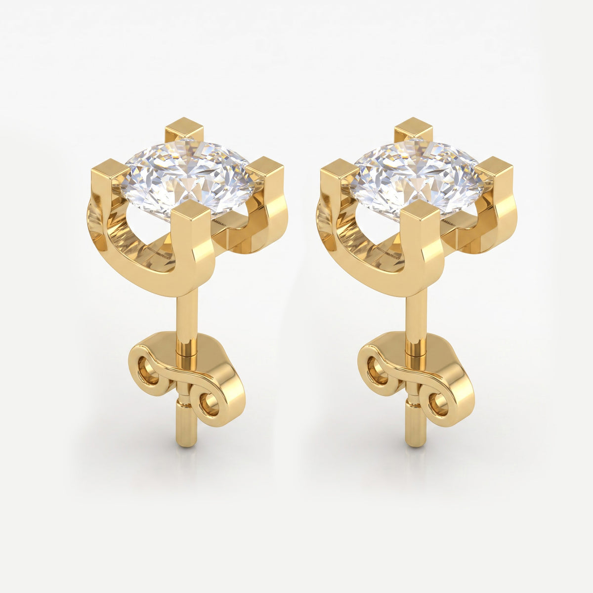 Modern Statement Round Diamond  Stud Earrings