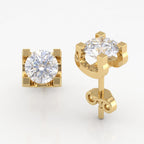 Modern Statement Round Diamond  Stud Earrings