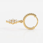 Classic Radiance Round Diamond Floral Drop Hoop Earrings