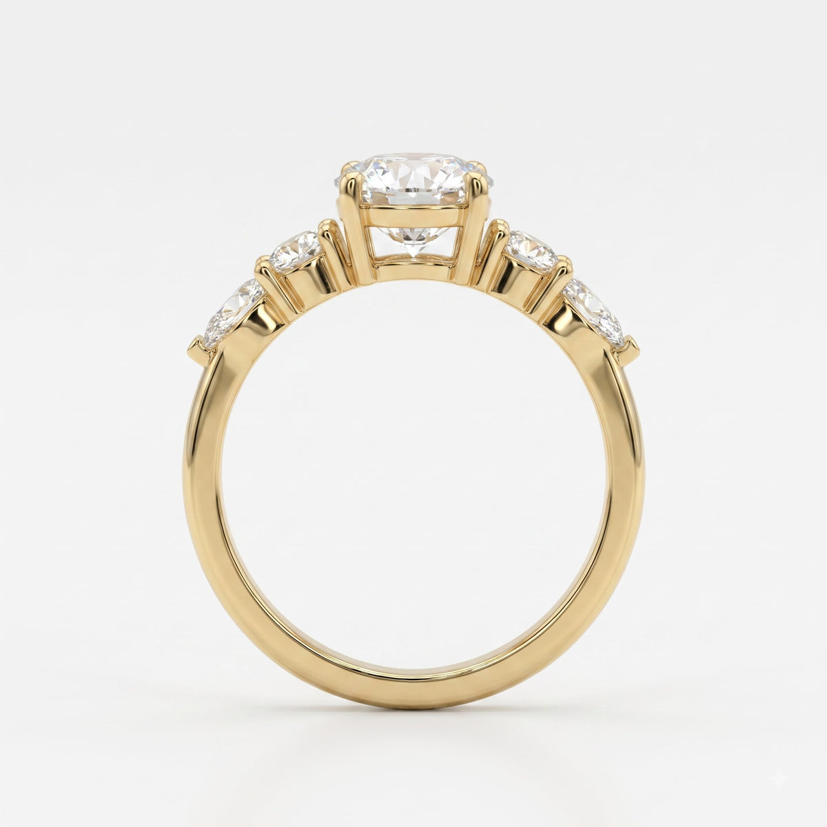 Celestial Elegance Round Diamond Side Stone Engagement Ring