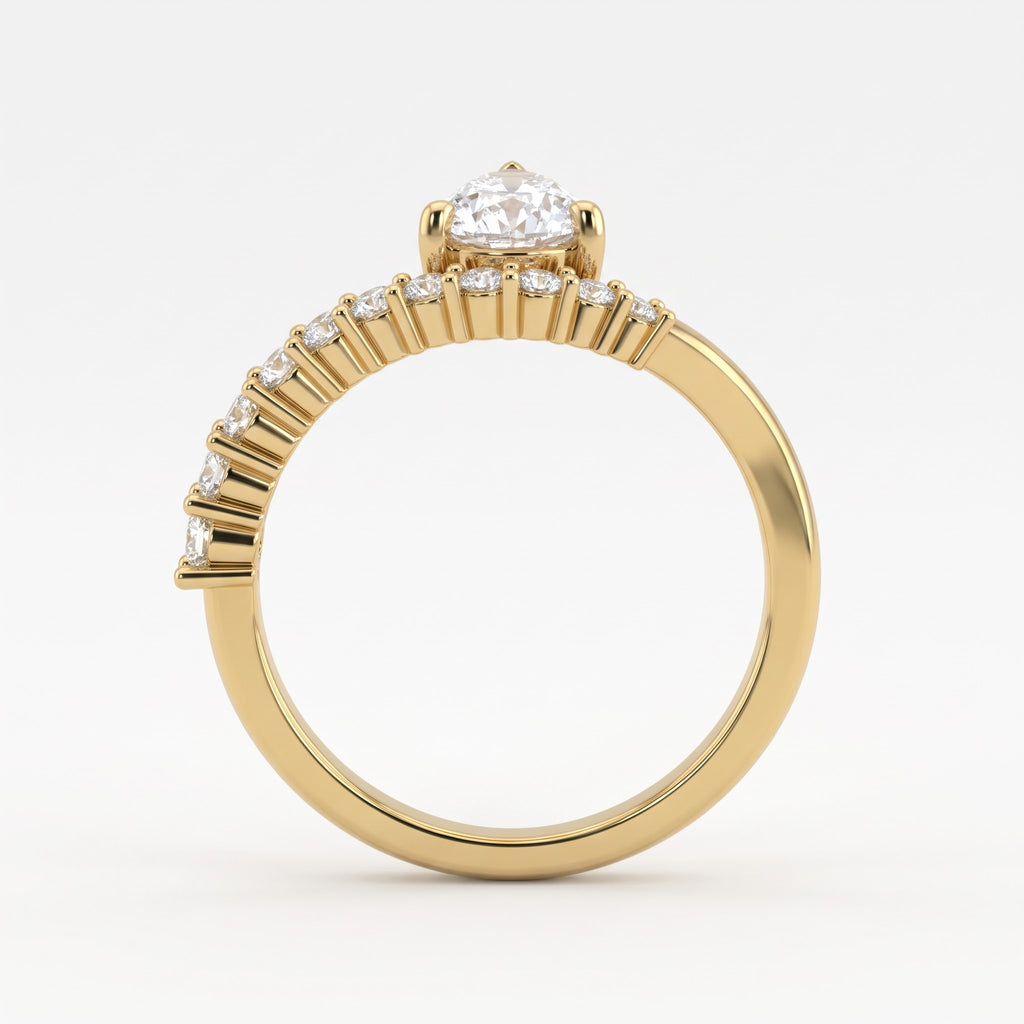 Celestine Aurielle Radiance Pear Diamond Side Stone Ring
